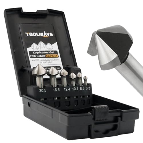 Image of TOOLMAYS 6pcs Cobalt Countersink Drill Bit Set, Hss 90 Degree Chamfering Countersink Bits With Box ø 6.3-20.5 mm For Stainless Steel, Aluminium, Metal, Wood, Plastic