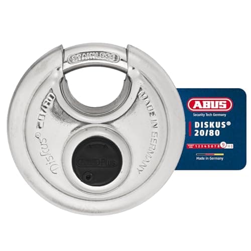 Image of ABUS Discus Padlock 20/80 - Weatherproof for The Garden - with Discus Welding Technology for The Best Protection Against Break-ins - ABUS Security Level 9 - Silver