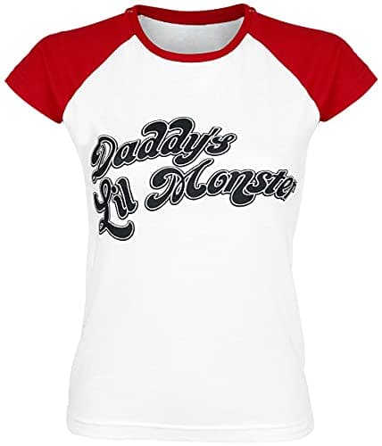 Image of Suicide Squad Harley Quinn - Daddy's Little Monster Girls Shirt White-red XL
