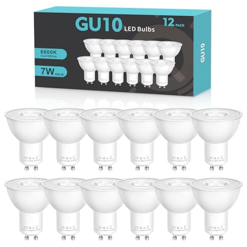 Image of QNUJN GU10 LED Bulbs, Cool White 6000K LED Light Bulbs,7W 500lm Energy Saving GU10 Bulbs,50W Halogen Spotlight Equivalent,38° Beam Angle, Non-Dimmable, for Home Lighting Decor 12 Packs