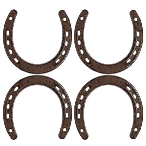 Image of PH PandaHall 4Pcs Cast Iron Horseshoe Wall Hangings Good Luck Rustic Home Decor 4.3x4.5in Vintage Metal Horse Shoes Wall Art for Cabin Bar Western Thanksgiving Housewarming Gift, Antique Bronze