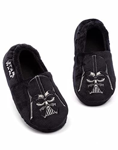 Image of Star Wars Darth Vader Slippers for Boys & Girls | Kids Villain Soft Touch House Shoes | Pop Culture Merchandise for Him | Foam Slip On Loafers 2 UK Black