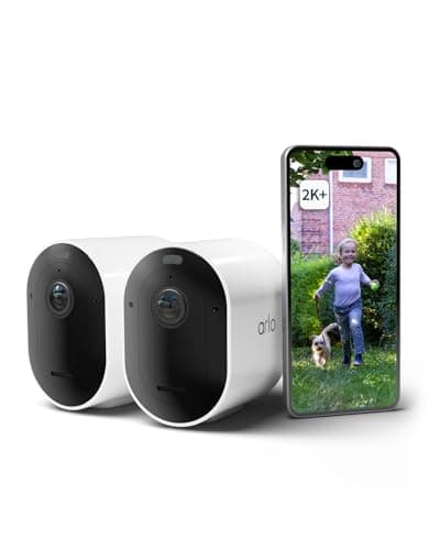Image of Arlo Pro 5 Security Camera Outdoor Wireless, 2K Battery Operated Outdoor Camera With Advanced Colour Night Vision, Siren & Dual-Band WiFi, IP65 Rainproof, Arlo Secure Trial Included, 2 Cameras, White