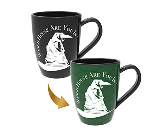 Image of WOW! STUFF Harry Potter Sorting Hat Mug - Slytherin | Heat Reveals The Hidden Hogwarts House | Thermal Pattern Change, Black