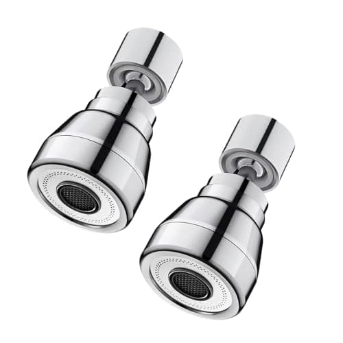 Image of Kitchen Tap Spray Head | Homiladi 2Pcs Silver 360° Swivel Tap Aerator | Kitchen Faucet Aerator Nozzle with 3 Modes for Kitchen Sink, Food Rinsing, Dishwashing