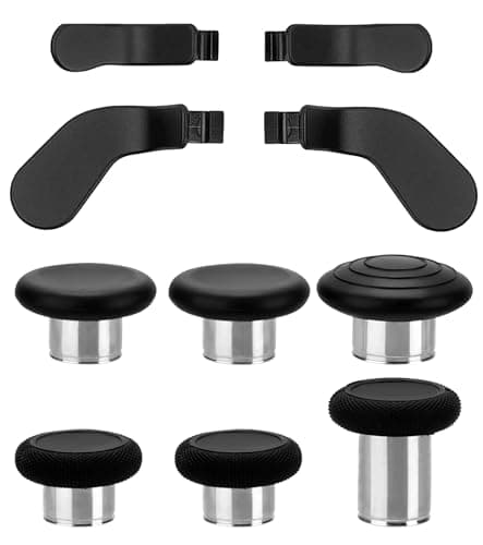 Image of Ceozon Replacement Thumb Grips Back Paddles 10 in 1 Metal Stainless Steel Trigger Locks Thumbsticks Buttons Parts Repair Accessories for Xbox One Elite Controller Series 2 Xbox One Elite (Black)