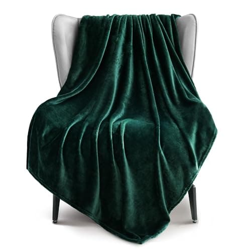 Image of Exclusivo Mezcla Extra Large Fleece Throw Blanket for Couch, Sofa, 300GSM Super Soft and Warm Blankets, Forest Green Throw All Season Use, Cozy, Plush, Lightweight, 127x178 CM