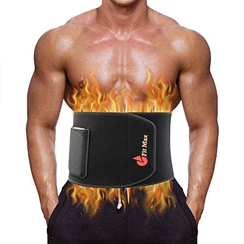 Image of Fit Max Waist Slimming Sweat Belt - Sauna Adjustable Lumbar Back Support, Waist Trainer, Tummy Trimmer, Abs Toner, Belly Band - Black