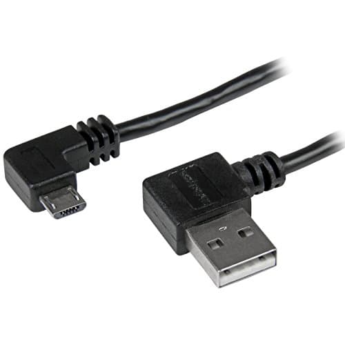 Image of StarTech.com 2m 6 ft Micro-USB Cable with Right-Angled Connectors - M/M - USB A to Micro B Cable - 6ft Right Angle Micro USB Cable (USB2AUB2RA2M)