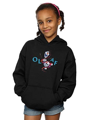 Image of Disney Girls Frozen 2 Olaf Leaf Jump Hoodie Black 3-4 Years