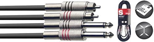 Image of Stagg 6m 2 x Phono / RCA - 2 x 1/4" Jack Twin Cable Lead STC6PCM