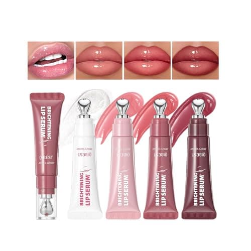 Image of Hydrating Lip Gloss Lip Jam Set, Glossy Jelly Liquid Lipstick Glitter Plumping Lipgloss High Shine Lipstick Wayery Lip Gloss for Women (4 Colors Set) (nude)