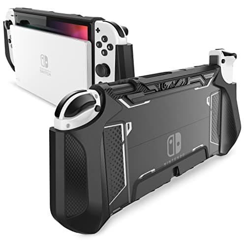 Image of Mumba Dockable Case for Nintendo Switch OLED 2021, [Blade Series] TPU Grip Protective Cover Accessories Compatible with Nintendo Switch OLED 7 Inch and Joy-Con Controller (Black)