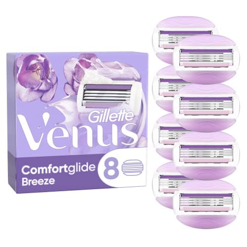 Image of Gillette Venus Comfortglide Breeze Refills for Women, Pack of 8, Refills for Soft, Purple and Durable Hair Removal