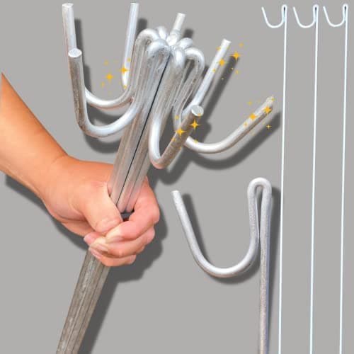Image of Smith & Barker GALVANISED 10 x Premium Long Life Fencing Pins For Temporary Outdoor Garden Barrier Plastic Netting Mesh Shepherds Crook Fence Stakes Posts Metal