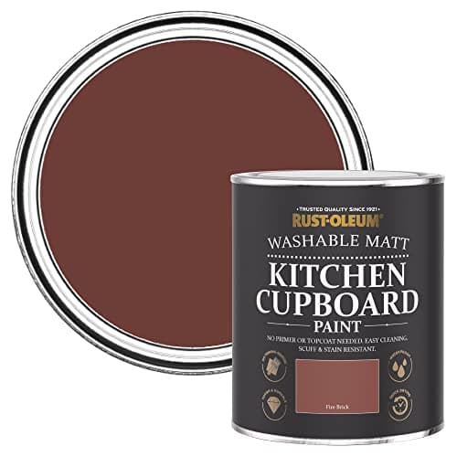 Image of Rust-Oleum Red Kitchen Cupboard Paint in Matt Finish - Fire Brick 750ml