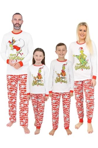 Image of The Grinch Grinchmas Matching Family Christmas Long Pyjamas (5-6 Years) White