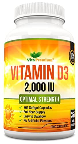 Image of Vitamin D 2,000 IU, Optimal Strength Vitamin D3 Supplement, 365 Easy to Swallow Softgels - Full Year Supply
