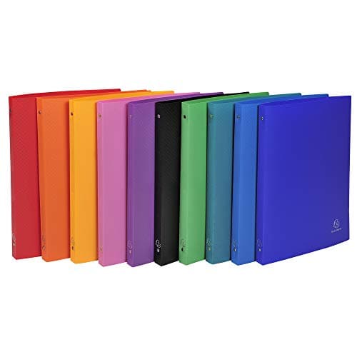 Image of Exacompta - ref. 511999E - Box of 10 flexible OPAK binders - 4 round rings, diameter 15 mm - Spine 20 mm - External dimensions: 32 x 25 cm - A4 file format - 10 assorted colors