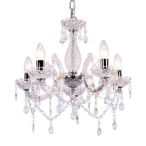 Image of Tafunker 5 Light Chandelier, 5 Lamp Pendant, Chrome,Clear.Acrylic Bedroom Living Room Ceiling Light … (Chrome) (Clear)