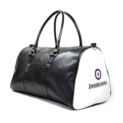 Image of Lambretta Retro Classic Sports Messenger Shoulder Laptop Tablet Body Strap Bag Black/White | Size: Large