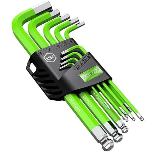 Image of VORXEON 9PCS Allen Wrench Hex Key Set 1.5mm-10mm, Metric Long Ball End Allen Key Set L-Key with Visible Coding for Bike Motorcycle Repair Furniture Assembly Household DIY