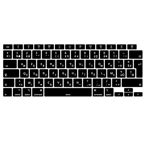 Image of MiNGFi Silicone French AZERTY Keyboard Cover for MacBook Air 13" A2179 (2020), A2337 (M1, 2020–2022) EU/ISO Layout - Black