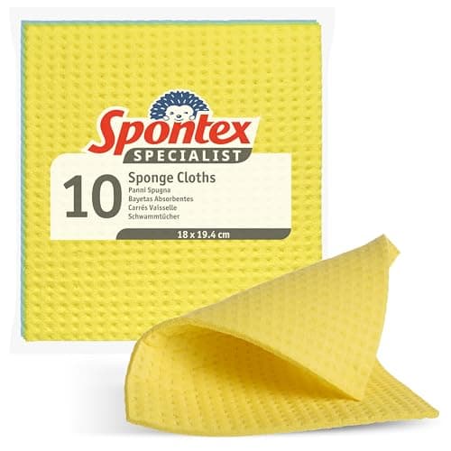 Image of Spontex Specialist Sponge Cloths | Super Absorbent Dish Cloths for Professional Cleaning | 100% PEFC Certified Wood Pulp | 10 Pack