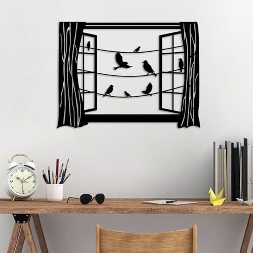 Image of Stylish Black Decorative Metal Wall Accessory, 50 x 38 cm, 100% Metal (1.5 mm), Easy Wall Mounting, Perfect for Modern Home Decor