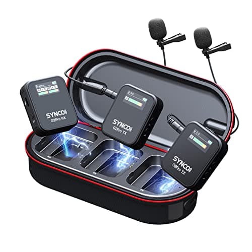 Image of SYNCO Wireless Lavalier Microphone, G2(A2) Pro 2.4G Dual Lapel Mic 200m 8H for On Line Class Vlog Live Stream YouTube for Camera Smartphone Tablet, Wireless-Lavalier-Microphone-Dual-Channel