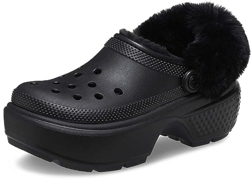 Image of Crocs, Unisex Adult, Stomp Lined Clog, Black, 6 UK Men/ 7 UK Women