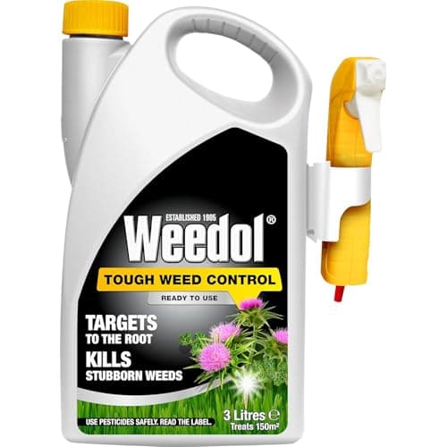 Image of Weedol Tough Weed Control 3L | Selective Lawn Weedkiller Kills Weeds Not Lawns | Targets to the Root to Prevent Regrowth | Eradicates Thistles Nettles Brambles & Dandelions | 3L Ready to Use Spray