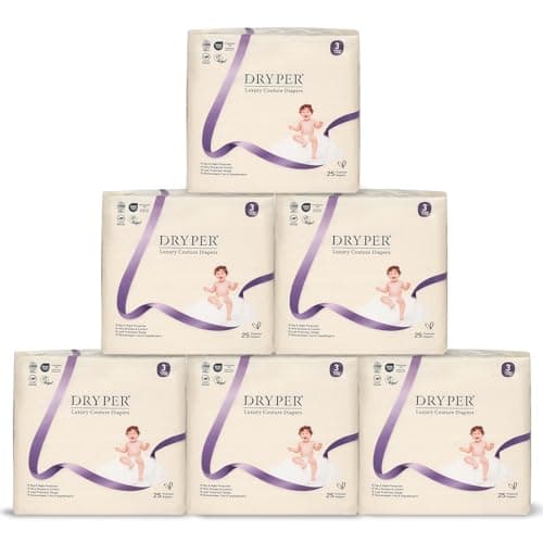 Image of Baby Nappies DRYPER Size 3 (6-11kg), 150 Count, Ultra-Thin Soft Hypoallergenic Nappies for Sensitive Skin, 3D Leak Guards, Wetness Indicator, Day & Night Premium Nappies