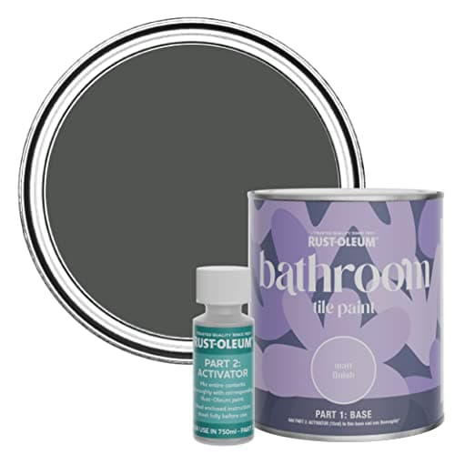 Image of Rust-Oleum Grey Water-Resistant Bathroom Tile Paint in Matt Finish - Graphite 750ml