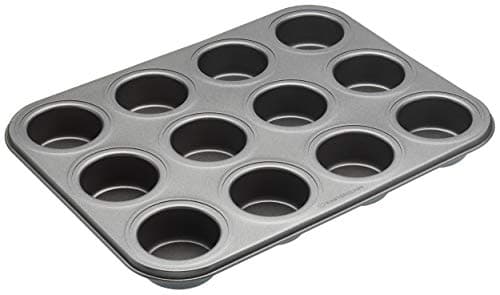 Image of MasterClass KCMCHB96 12 Hole Mini Sandwich Tin with Loose Bases and PFOA Non Stick in Gift Box, Robust 1 mm Carbon Steel, 27 x 36 cm, Grey