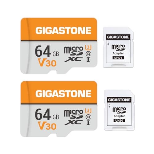 Image of GIGASTONE 64GB Micro SD Card 2-Pack, V30 4K Video Recording, Surveillance, Security Camera, Dash Cam, Drone, 95MB/s MicroSDXC Memory Card UHS-I Class 10, with Adapter