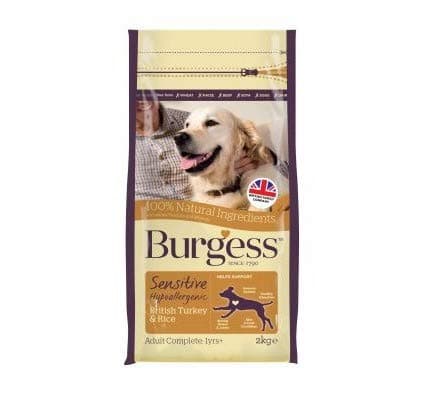 Image of Burgess Sensitive Adult Dog Turkey & Rice 12.5kg Combines Finest Ingredients Hypoallergenic Rich in Essential Protein & Beneficial Ingredients Support Overall Health Very Digestible