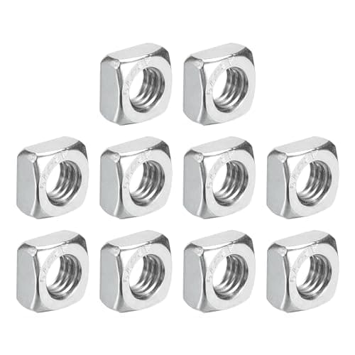Image of sourcing map M5-0.8x4 Square Nuts, 304 Stainless Steel Coarse Thread Square Nuts Fasteners for Home Repairs and Professional Engineering, Silver, 10pcs