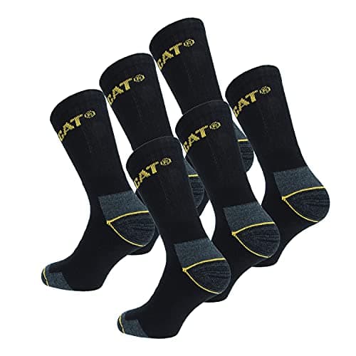 Image of CAT Caterpillar Work Socks Men Heavy Duty - Reinforced Heel Toe - Terry Cotton - Pack of 6 Pairs