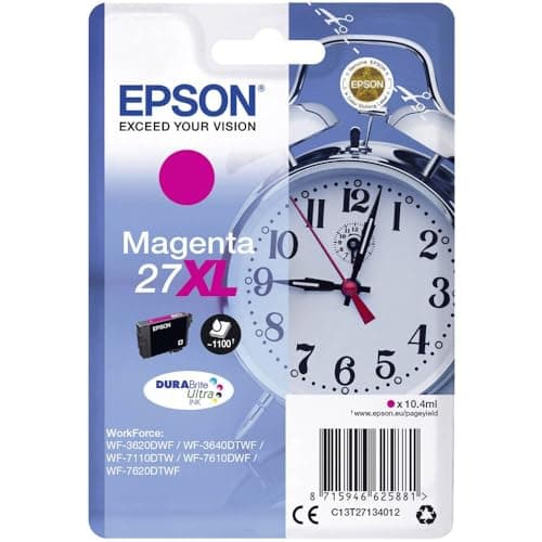 Image of Epson 27XL Alarm Clock High Yield Genuine, DuraBrite Ultra Ink Cartridge, Magenta, XL High Capacity