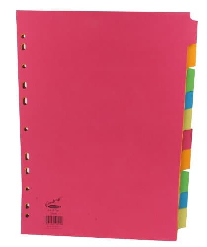Image of Concord Bright Subject Dividers Europunched 10-Part A4 Assorted Ref 50899
