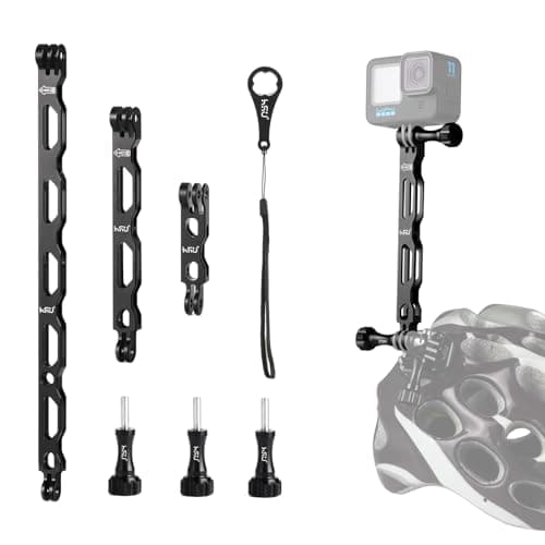 Image of HSU Extension Arm for GoPro, Aluminum Alloy Action Camera Mount Kit, Helmet Mounts for Hero 13/12/11/10/9/8/7/6/5/4/3(Black)