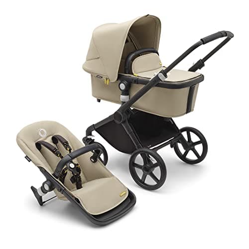 Image of Bugaboo Fox Cub All-Terrain Stroller, Lightweight and Strong Pram and Baby Pushchair, Durable Design and Extra-Large Sun Canopy, One-Piece Self-Standing Fold, Desert Beige