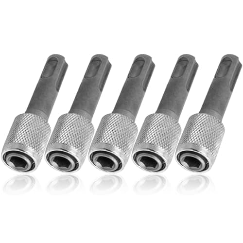 Image of Mesee 5 Pieces SDS-Plus Shank Drill Chuck Adapters SDS Plus to 1/4" Hex Socket Adapter Converter 1/4 Inch Hex Shank Screwdriver Drill Bit Holder for Electric Hammer Impact Drills