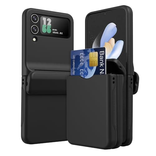 Image of TECHGEAR for Samsung Galaxy Z Flip 4 Card Holder Case [2x Card Wallet Case] Premium Hybrid Tough Rugged Protective Bumper Case [Hinge Cover] Heavy Duty Protection for Samsung Galaxy Z Flip4 (Black)