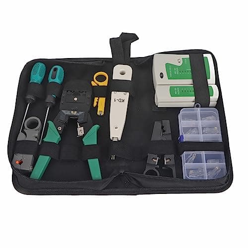 Image of LAN Network Service Tool Kit, 11 - Piece Combination Cable Tester Kit for RJ11 RJ45, Circuit State Test with Wire Tracing Function, Portable Toolkit for Home Office Lab