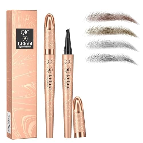 Image of Eyebrow Pencil, Microblading Eyebrow Pen with 4 Fork Tip, Waterproof Brow Pencil for Natural Makeup, Precise, Shapes, Long-Lasting(Grey)