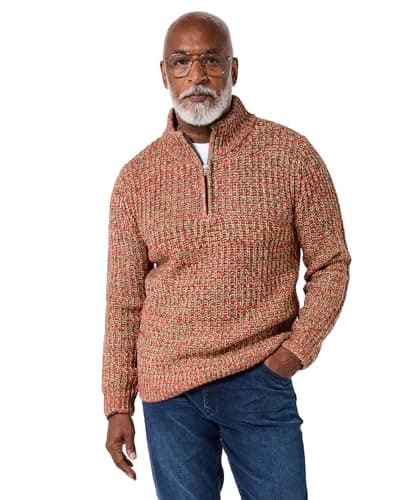Image of Joe Browns Men's Long Sleeve Fisherman Knit, Regular, Red/Green, UK S