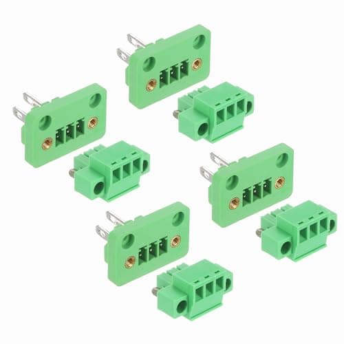 Image of sourcing map 4Set 3-Pin 3.5mm Pitch Pluggable Screw Terminal Block Connectors, PA66 300V 8A Through-Wall PCB Terminal Connectors 26-14AWG Cable for DIY Electronics Automation Power Modules