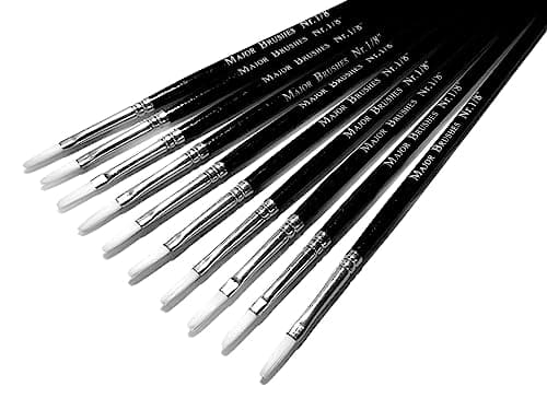 Image of Major Brushes Sable Substitute Flat Brush 1/8" (3mm) - Set of 10
